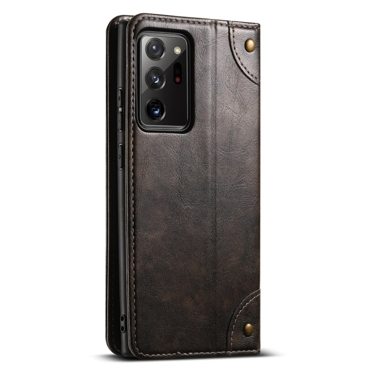 For Samsung Galaxy Note20 Suteni Baroque Calf Texture Buckle Wallet Leather Phone Case(Black)
