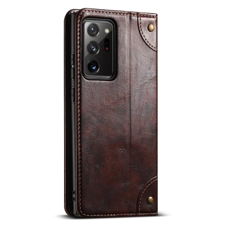For Samsung Galaxy Note20 Ultra Suteni Baroque Calf Texture Buckle Wallet Leather Phone Case(Brown)