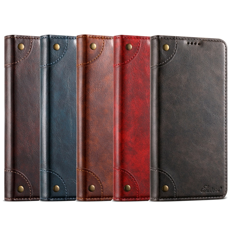 For Samsung Galaxy S22 5G Suteni Baroque Calf Texture Buckle Wallet Leather Phone Case(Brown)