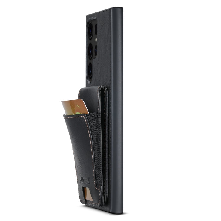 For Samsung Galaxy S24 Ultra 5G Suteni H03 Oil Wax Leather Wallet Stand Back Phone Case(Black)