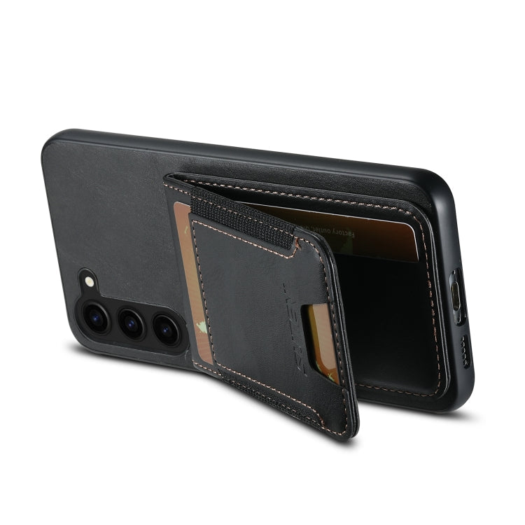 For Samsung Galaxy S23+ 5G Suteni H03 Oil Wax Leather Wallet Stand Back Phone Case(Black)