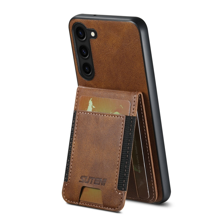 For Samsung Galaxy S23+ 5G Suteni H03 Oil Wax Leather Wallet Stand Back Phone Case(Brown)