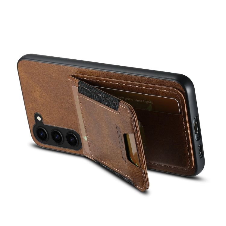 For Samsung Galaxy S23+ 5G Suteni H03 Oil Wax Leather Wallet Stand Back Phone Case(Brown)