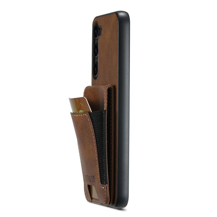 For Samsung Galaxy S23+ 5G Suteni H03 Oil Wax Leather Wallet Stand Back Phone Case(Brown)