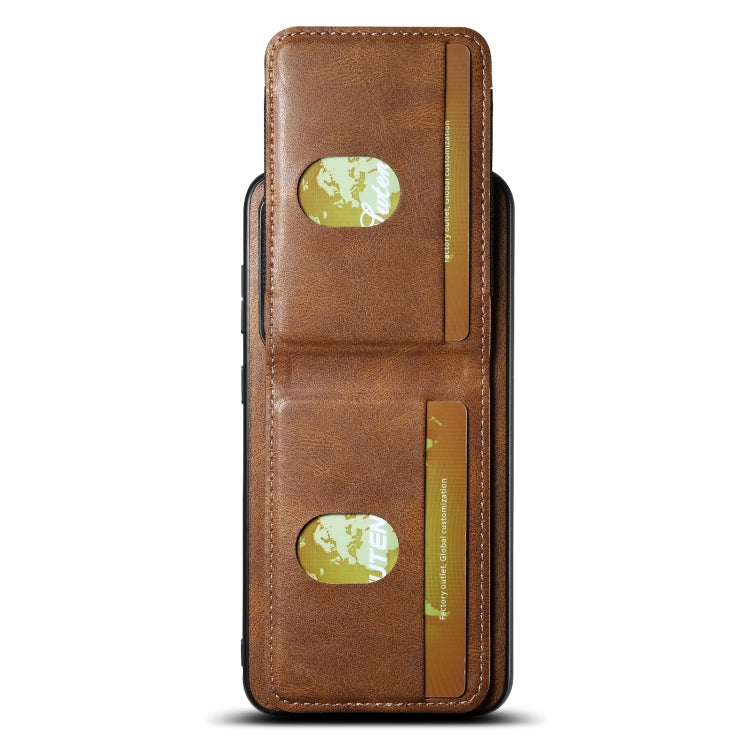 For Samsung Galaxy S23+ 5G Suteni H03 Oil Wax Leather Wallet Stand Back Phone Case(Brown)