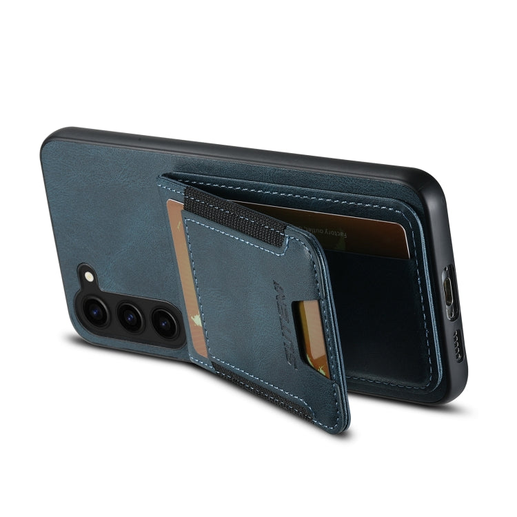 For Samsung Galaxy S23+ 5G Suteni H03 Oil Wax Leather Wallet Stand Back Phone Case(Blue)