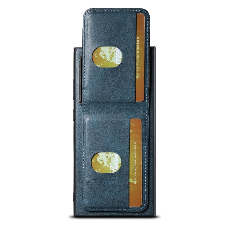 For Samsung Galaxy S22 Ultra 5G Suteni H03 Oil Wax Leather Wallet Stand Back Phone Case(Blue)