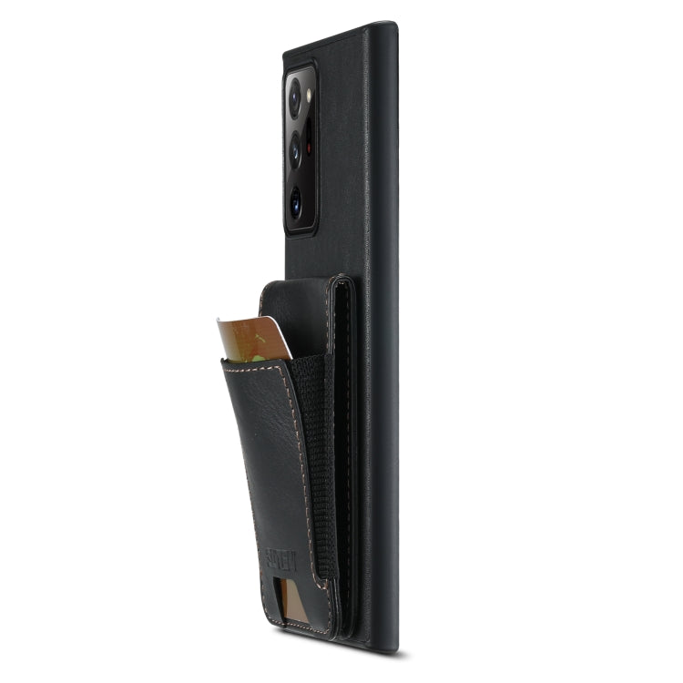 For Samsung Galaxy Note20 5G Suteni H03 Oil Wax Leather Wallet Stand Back Phone Case(Black)