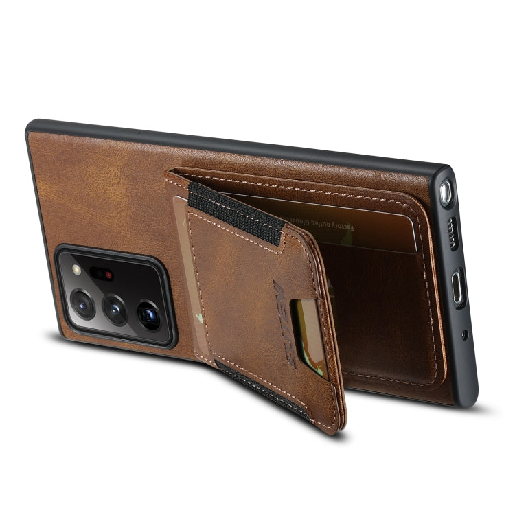 For Samsung Galaxy Note20 5G Suteni H03 Oil Wax Leather Wallet Stand Back Phone Case(Brown)