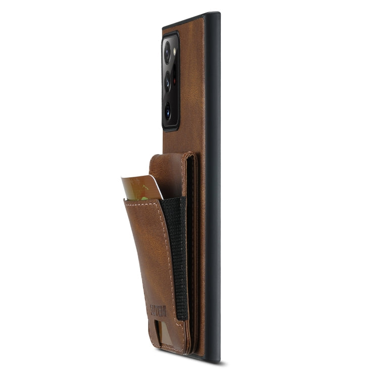 For Samsung Galaxy Note20 5G Suteni H03 Oil Wax Leather Wallet Stand Back Phone Case(Brown)