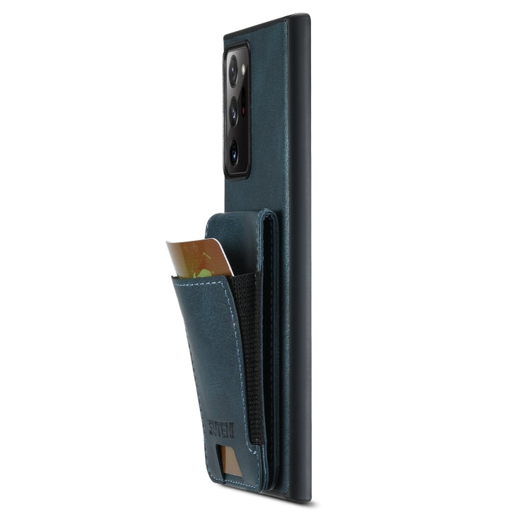 For Samsung Galaxy Note20 5G Suteni H03 Oil Wax Leather Wallet Stand Back Phone Case(Blue)