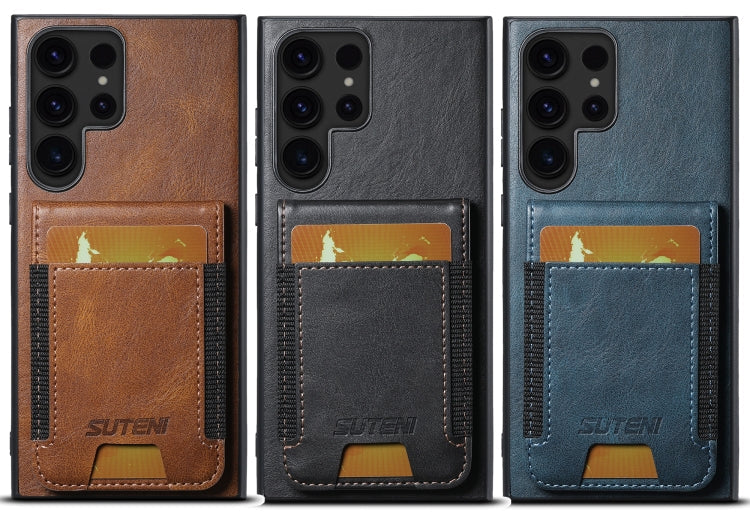 For Samsung Galaxy Note20 5G Suteni H03 Oil Wax Leather Wallet Stand Back Phone Case(Brown)
