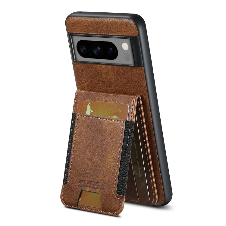 For Google Pixel 8a Suteni H03 Oil Wax Leather Wallet Stand Back Phone Case(Brown)