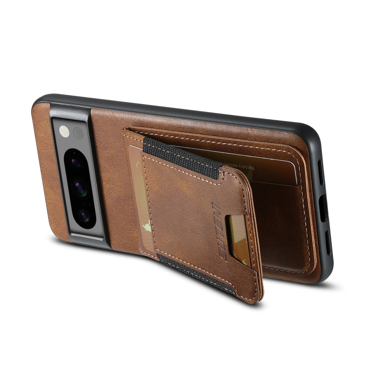 For Google Pixel 8 Pro Suteni H03 Oil Wax Leather Wallet Stand Back Phone Case(Brown)