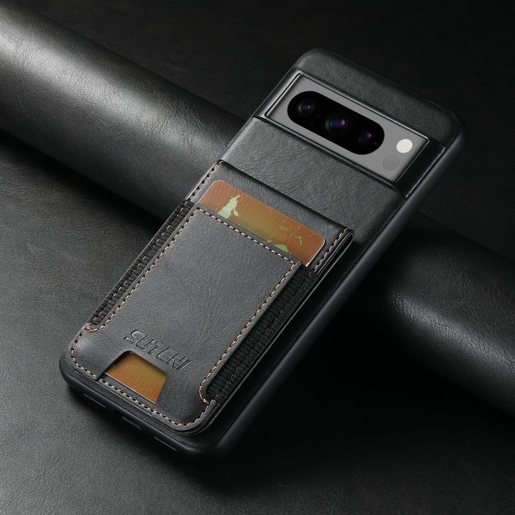 For Google Pixel 8 Suteni H03 Oil Wax Leather Wallet Stand Back Phone Case(Black)