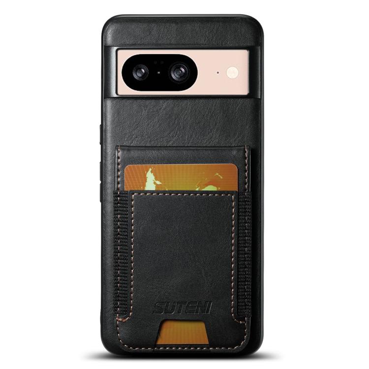 For Google Pixel 8 Suteni H03 Oil Wax Leather Wallet Stand Back Phone Case(Black)