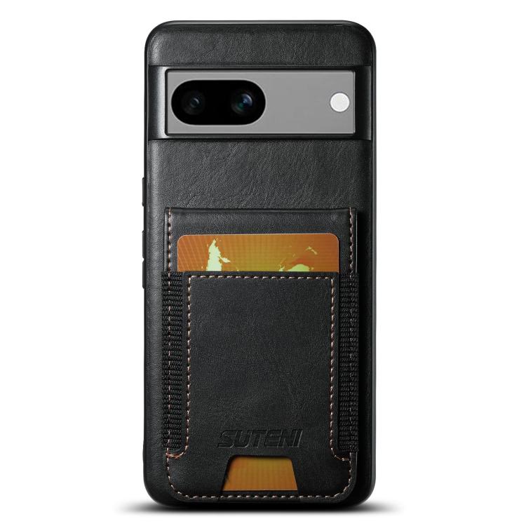 For Google Pixel 7a Suteni H03 Oil Wax Leather Wallet Stand Back Phone Case(Black)