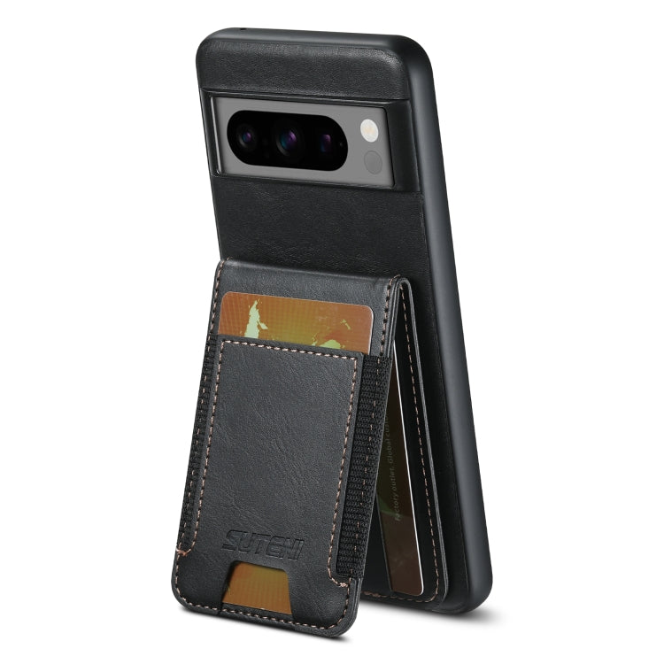 For Google Pixel 7 Pro Suteni H03 Oil Wax Leather Wallet Stand Back Phone Case(Black)