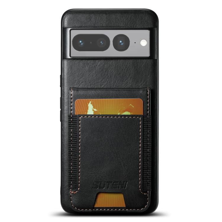 For Google Pixel 7 Pro Suteni H03 Oil Wax Leather Wallet Stand Back Phone Case(Black)