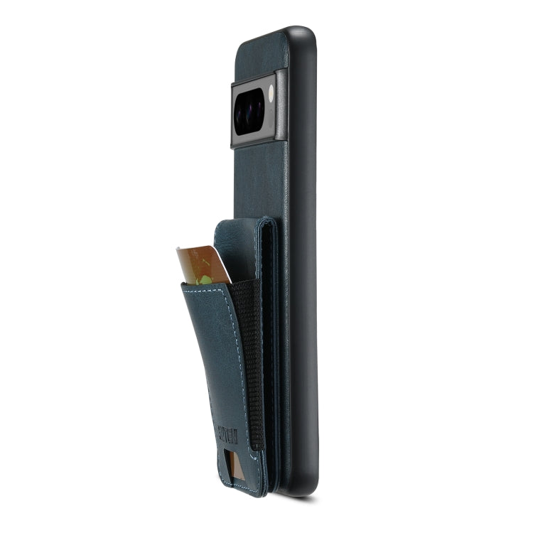 For Google Pixel 7 Suteni H03 Oil Wax Leather Wallet Stand Back Phone Case(Blue)