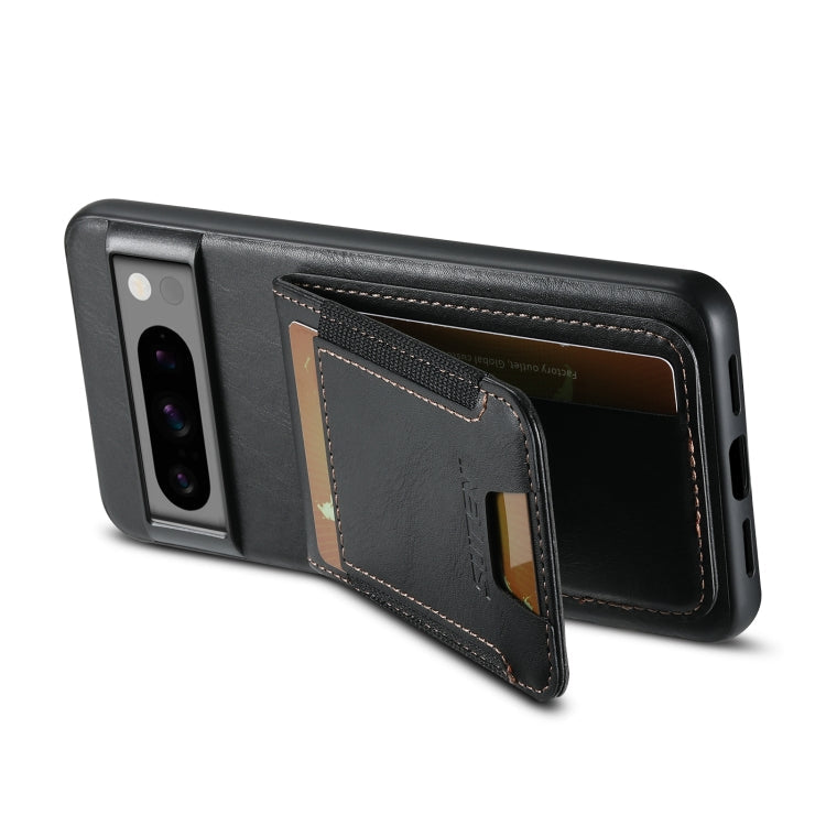 For Google Pixel 6 Pro Suteni H03 Oil Wax Leather Wallet Stand Back Phone Case(Black)