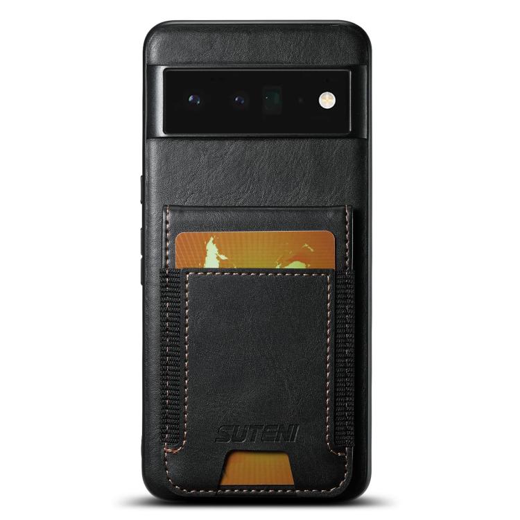 For Google Pixel 6 Pro Suteni H03 Oil Wax Leather Wallet Stand Back Phone Case(Black)