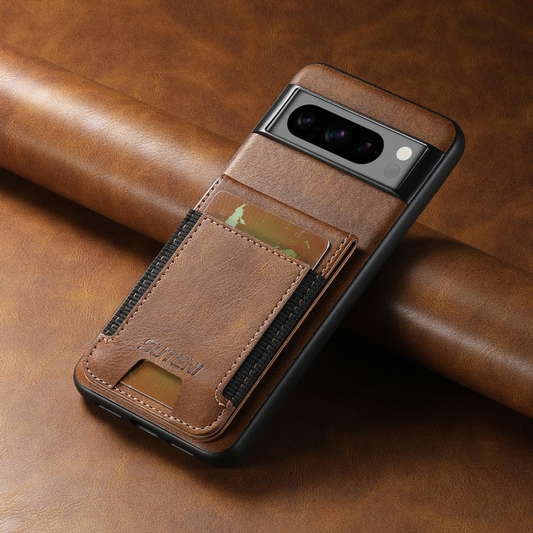 For Google Pixel 6 Suteni H03 Oil Wax Leather Wallet Stand Back Phone Case(Brown)