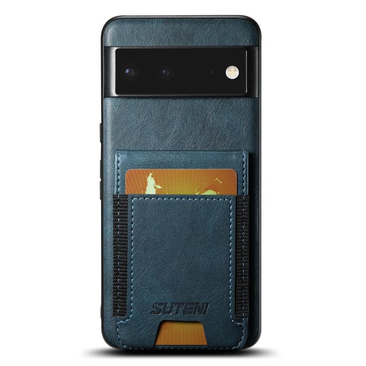 For Google Pixel 6 Suteni H03 Oil Wax Leather Wallet Stand Back Phone Case(Blue)