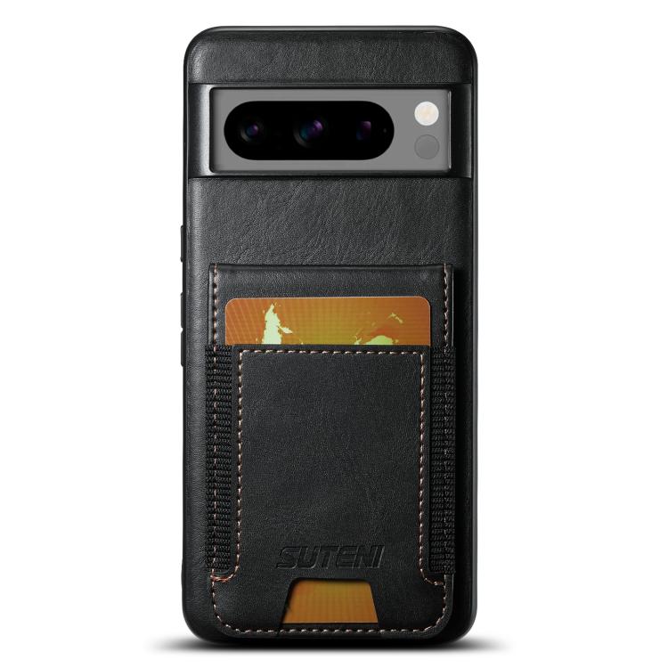 For Google Pixel 9 Pro Suteni H03 Oil Wax Leather Wallet Stand Back Phone Case(Black)