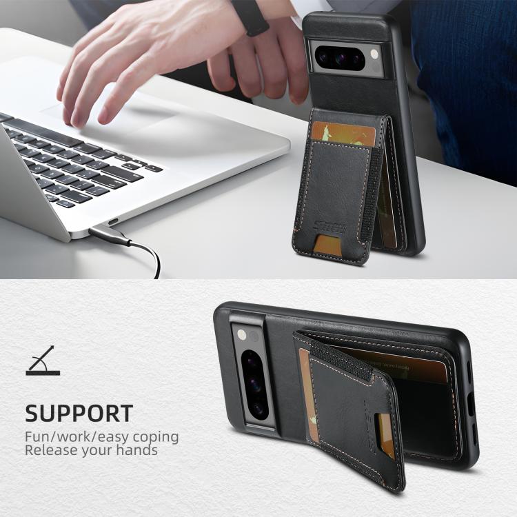 For Google Pixel 9 Pro Suteni H03 Oil Wax Leather Wallet Stand Back Phone Case(Black)