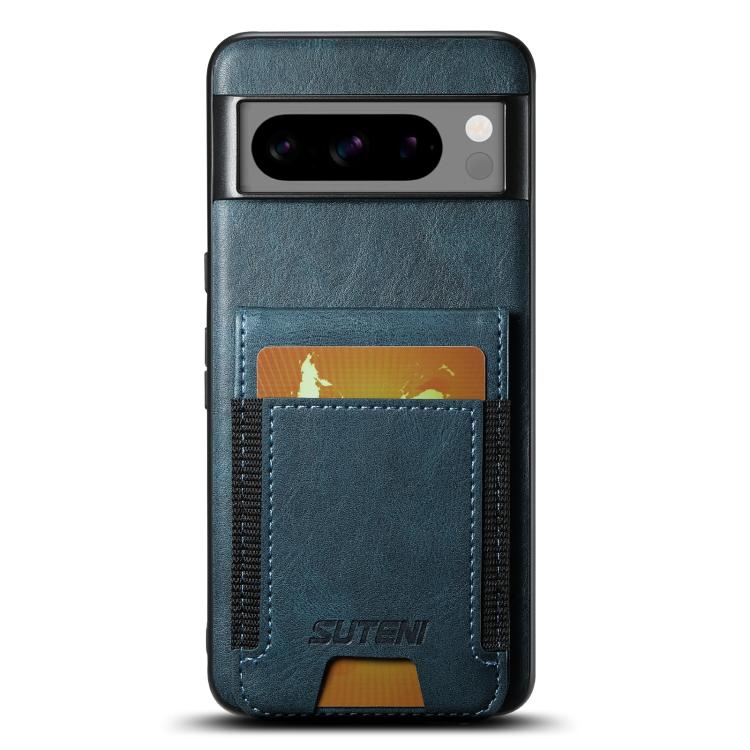 For Google Pixel 9 Pro Suteni H03 Oil Wax Leather Wallet Stand Back Phone Case(Blue)