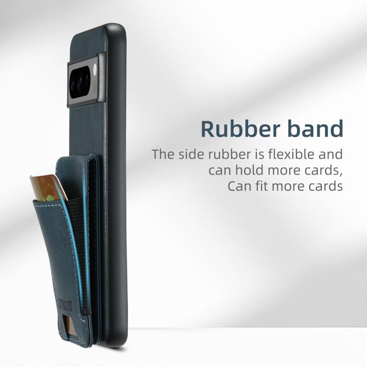 For Google Pixel 9 Pro Suteni H03 Oil Wax Leather Wallet Stand Back Phone Case(Blue)