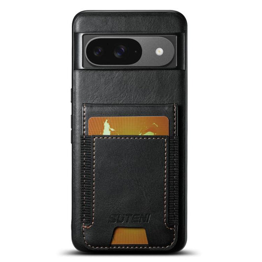 For Google Pixel 9 Suteni H03 Oil Wax Leather Wallet Stand Back Phone Case(Black)