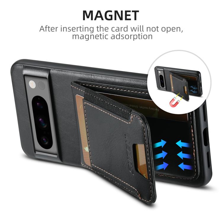 For Google Pixel 9 Suteni H03 Oil Wax Leather Wallet Stand Back Phone Case(Black)