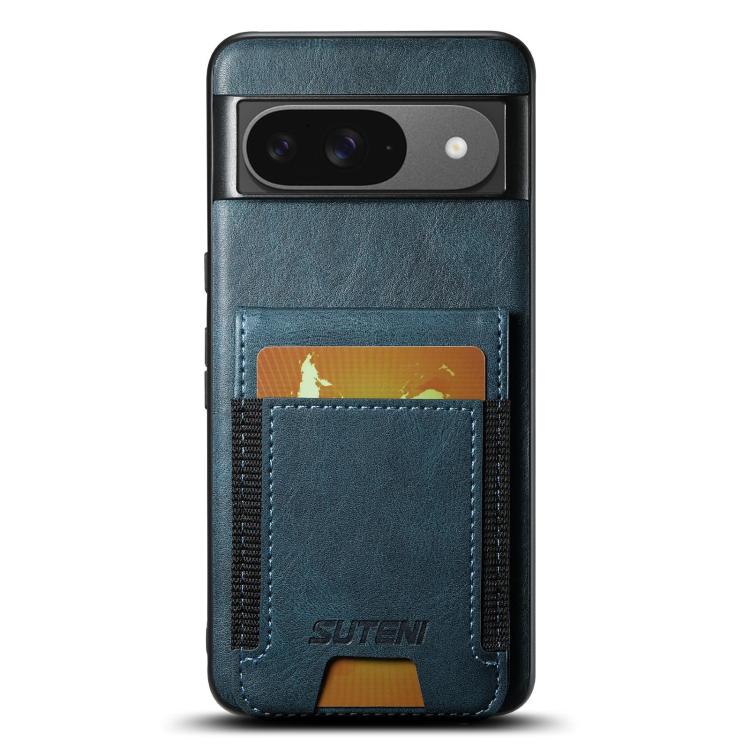 For Google Pixel 9 Suteni H03 Oil Wax Leather Wallet Stand Back Phone Case(Blue)