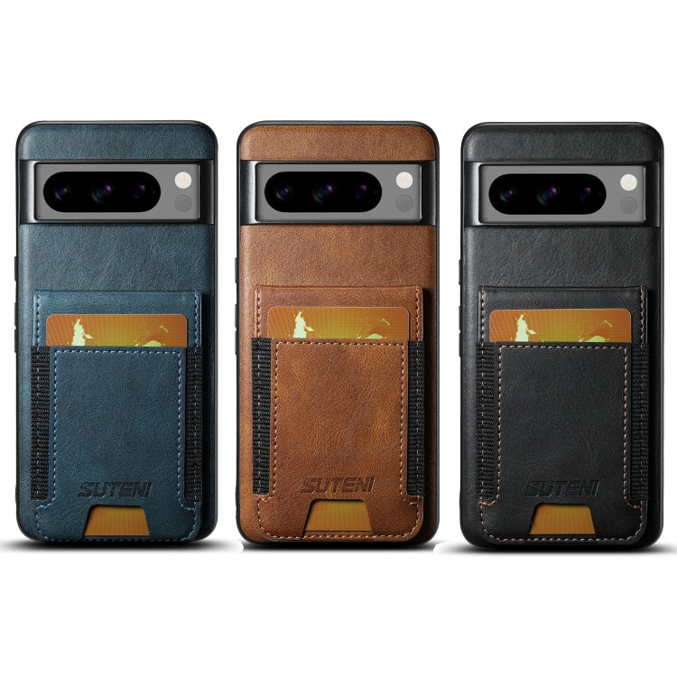For Google Pixel 8 Suteni H03 Oil Wax Leather Wallet Stand Back Phone Case(Brown)