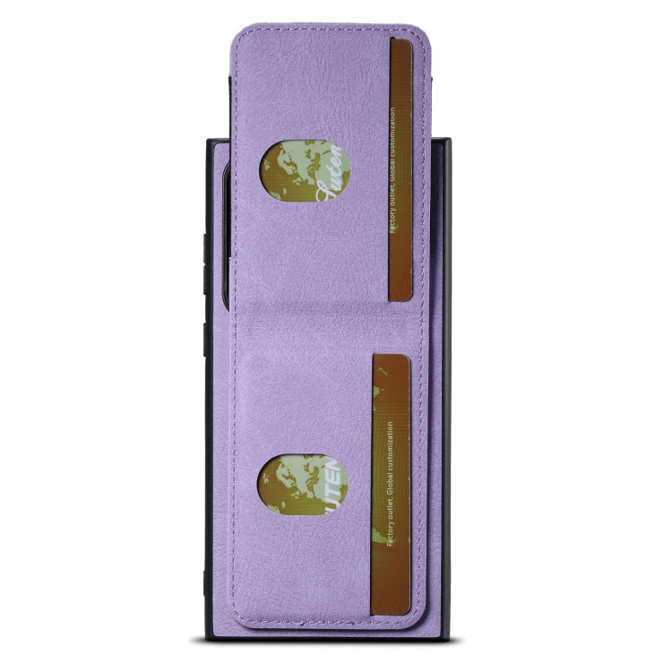 For Samsuny Galaxy S23 Ultra 5G Suteni H03 Litchi Leather Card Bag Stand Back Phone Case(Purple)
