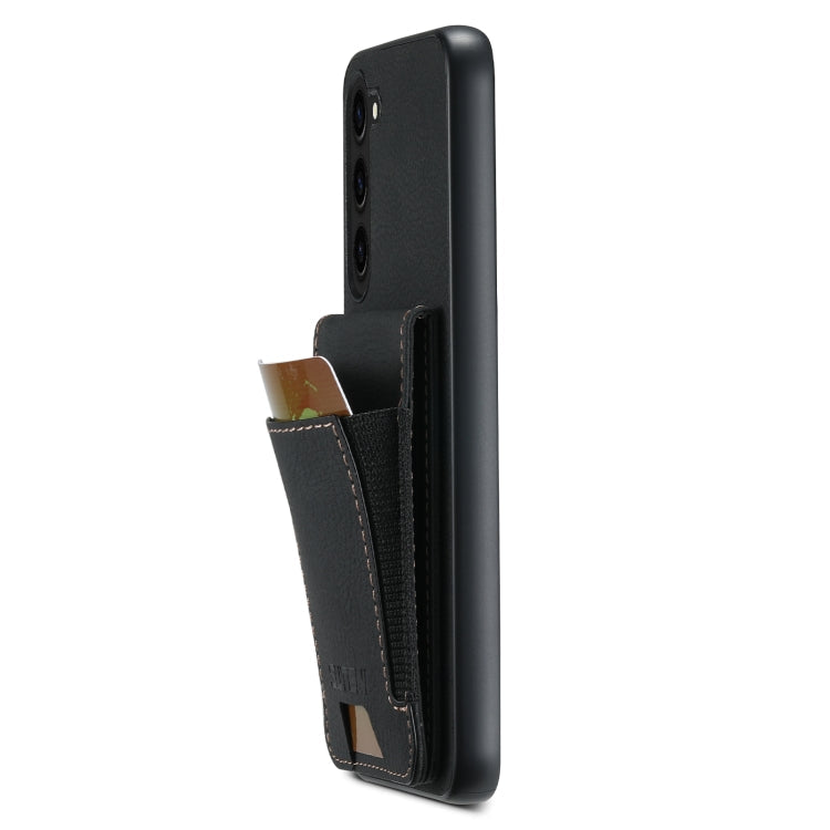For Samsuny Galaxy S23+ 5G Suteni H03 Litchi Leather Card Bag Stand Back Phone Case(Black)