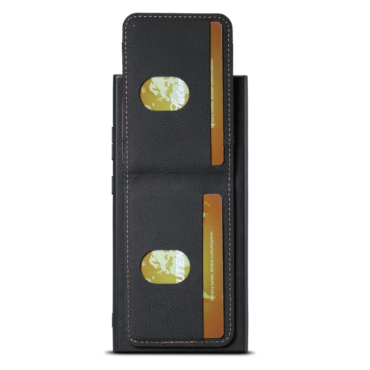 For Samsuny Galaxy S22 Ultra 5G Suteni H03 Litchi Leather Card Bag Stand Back Phone Case(Black)