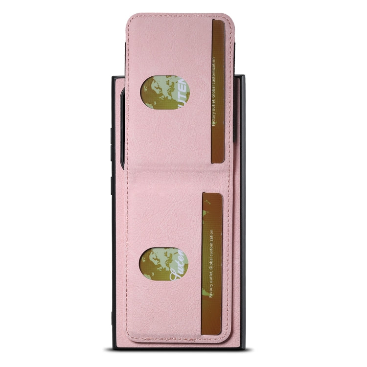 For Samsuny Galaxy S22 Ultra 5G Suteni H03 Litchi Leather Card Bag Stand Back Phone Case(Pink)