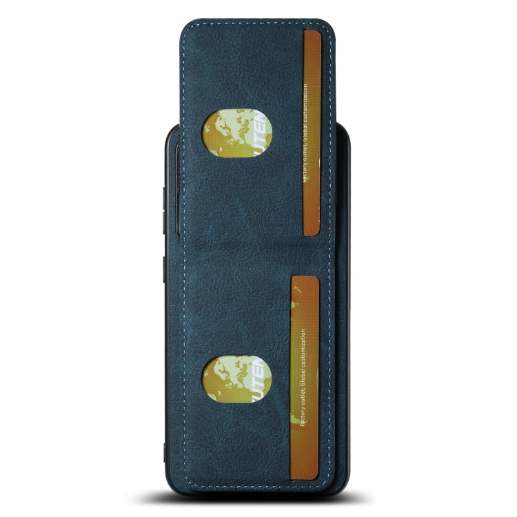 For Samsuny Galaxy S22+ 5G Suteni H03 Litchi Leather Card Bag Stand Back Phone Case(Blue)