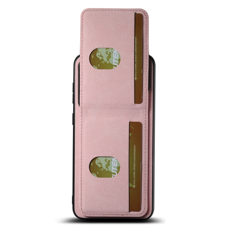 For Samsuny Galaxy S22+ 5G Suteni H03 Litchi Leather Card Bag Stand Back Phone Case(Pink)