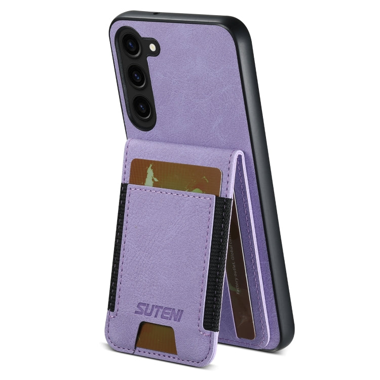 For Samsuny Galaxy S22+ 5G Suteni H03 Litchi Leather Card Bag Stand Back Phone Case(Purple)