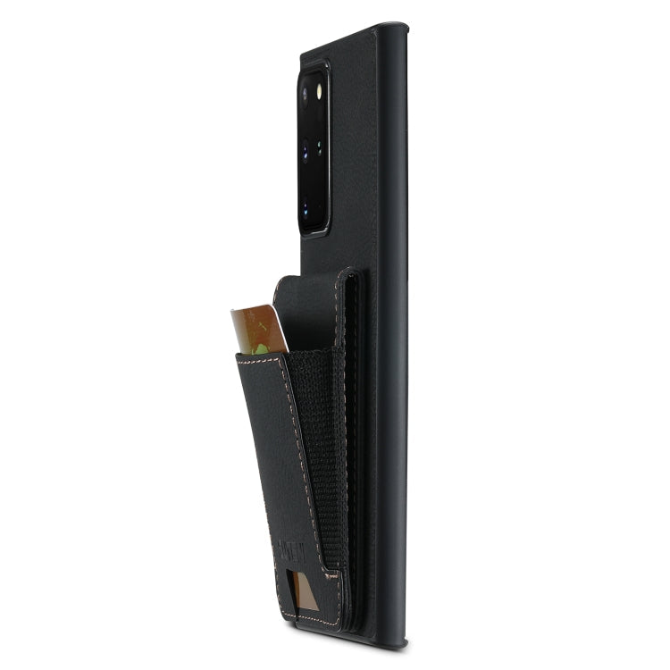 For Samsuny Galaxy Note20 Ultra 5G Suteni H03 Litchi Leather Card Bag Stand Back Phone Case(Black)