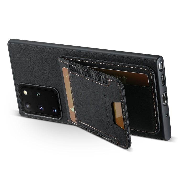 For Samsuny Galaxy Note20 Ultra 5G Suteni H03 Litchi Leather Card Bag Stand Back Phone Case(Black)