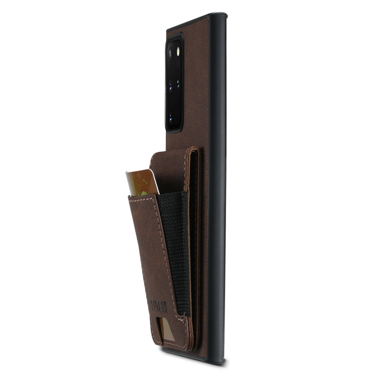 For Samsuny Galaxy Note20 Ultra 5G Suteni H03 Litchi Leather Card Bag Stand Back Phone Case(Brown)