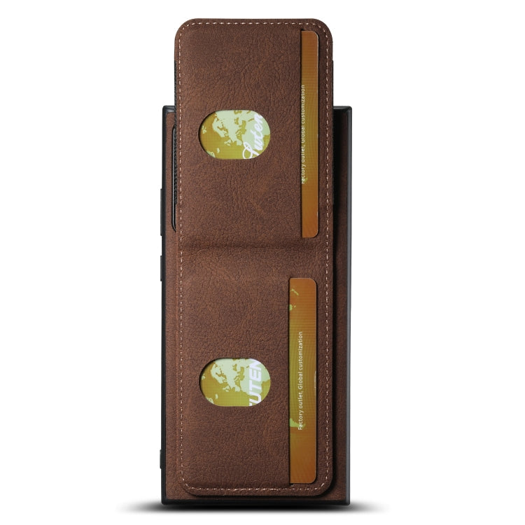 For Samsuny Galaxy Note20 Ultra 5G Suteni H03 Litchi Leather Card Bag Stand Back Phone Case(Brown)