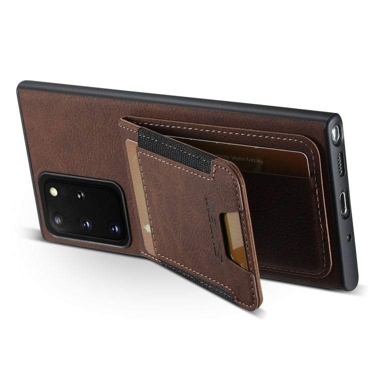 For Samsuny Galaxy Note20 Ultra 5G Suteni H03 Litchi Leather Card Bag Stand Back Phone Case(Brown)