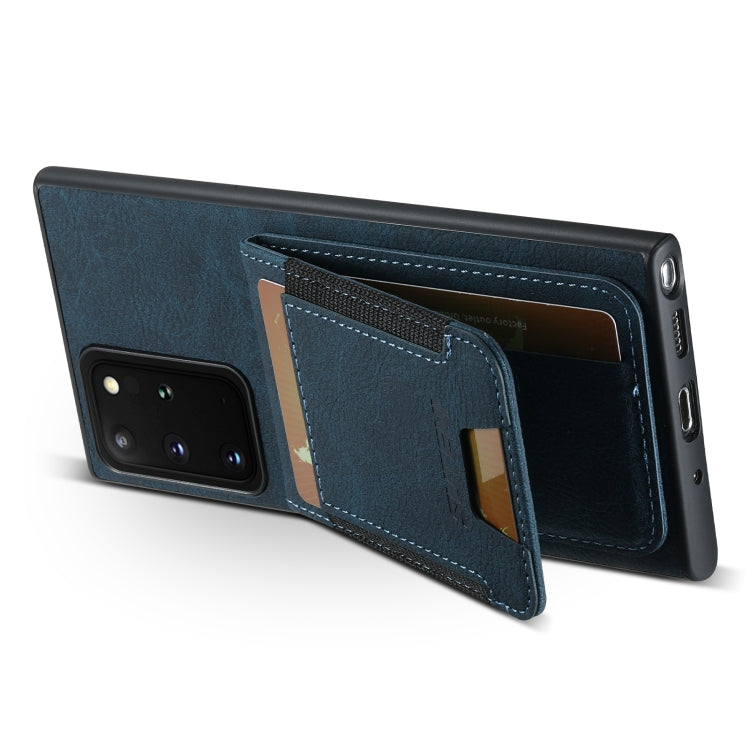 For Samsuny Galaxy Note20 Ultra 5G Suteni H03 Litchi Leather Card Bag Stand Back Phone Case(Blue)