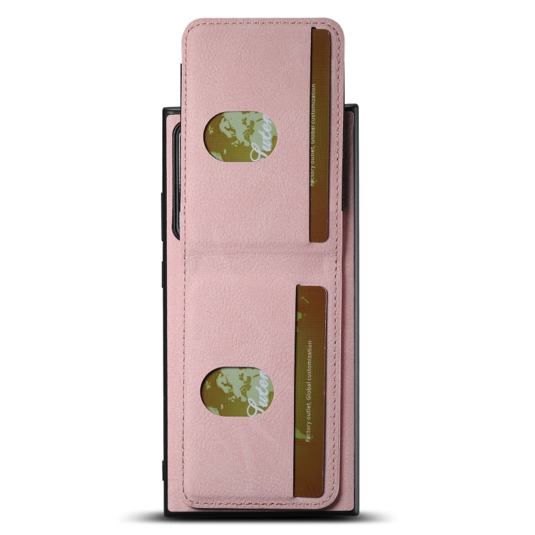 For Samsuny Galaxy Note20 Ultra 5G Suteni H03 Litchi Leather Card Bag Stand Back Phone Case(Pink)